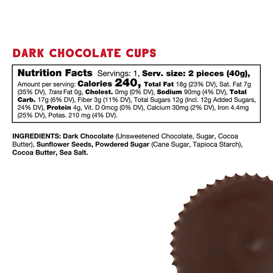 Free2b Sunflower Butter Cups Dark Nutrition