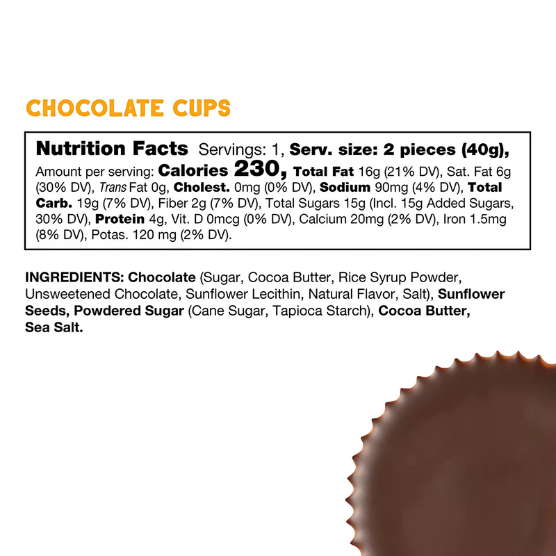 Load image into Gallery viewer, Free2b Sunflower Butter Cups Milk Nutrition 
